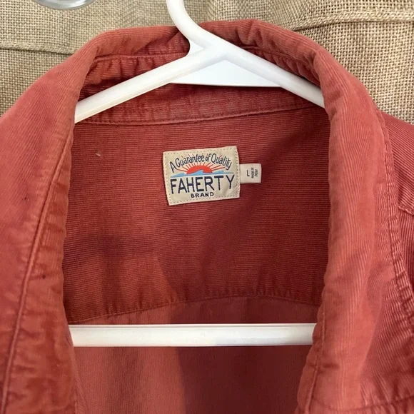 Faherty Rust Button-Up Corduroy Shirt - Picture 2 of 3